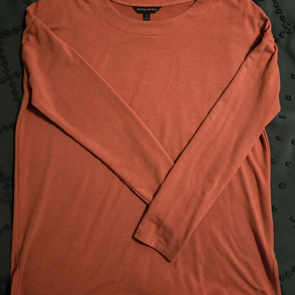 Banana Republic Women's Terracotta Rust Long Sleeve Tee Super Soft, Large